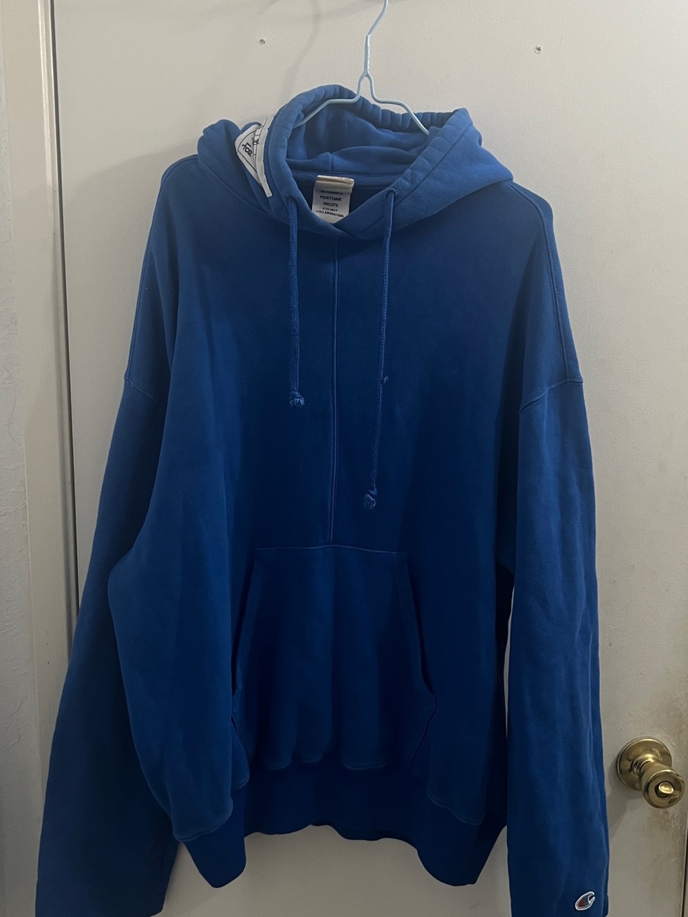 VETEMENTS x Champion SS17 Blue Oversized Hoodie Women’s Medium Fits M-L